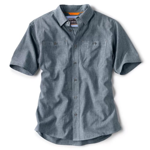 Chambray Work Short Shirt blue gray